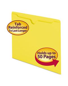 SMD75511 COLORED FILE JACKETS WITH REINFORCED DOUBLE-PLY TAB, STRAIGHT TAB, LETTER SIZE, YELLOW, 100/BOX