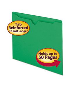 SMD75503 COLORED FILE JACKETS WITH REINFORCED DOUBLE-PLY TAB, STRAIGHT TAB, LETTER SIZE, GREEN, 100/BOX