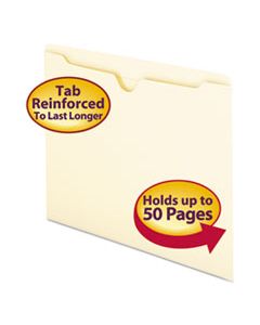 SMD75500 MANILA FILE JACKETS, 2-PLY STRAIGHT TAB, LETTER SIZE, MANILA, 100/BOX