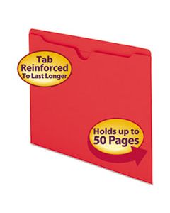 SMD75509 COLORED FILE JACKETS WITH REINFORCED DOUBLE-PLY TAB, STRAIGHT TAB, LETTER SIZE, RED, 100/BOX