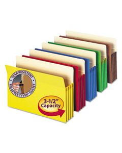 SMD74892 COLORED FILE POCKETS, 3.5" EXPANSION, LEGAL SIZE, ASSORTED, 5/PACK