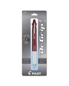 PIL36226 DR. GRIP 4 + 1 RETRACTABLE BALLPOINT PEN/PENCIL, BK/BE/GN/RED INK, BURGUNDY BARREL