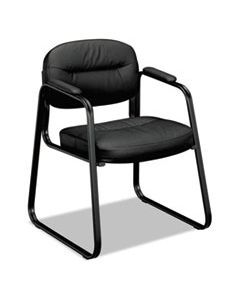 BSXVL653SB11 HVL653 LEATHER GUEST CHAIR, 22.25" X 23" X 32", BLACK SEAT/BLACK BACK, BLACK BASE