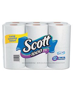 KCC10060 TOILET PAPER, SEPTIC SAFE, 1-PLY, WHITE, 1000 SHEETS/ROLL, 12 ROLLS/PACK, 4 PACK/CARTON