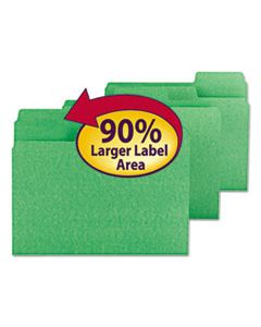 SMD11985 SUPERTAB COLORED FILE FOLDERS, 1/3-CUT TABS, LETTER SIZE, 11 PT. STOCK, GREEN, 100/BOX
