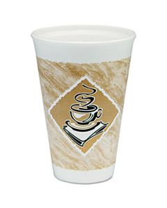DCC16X16GPK CAFE G HOT/COLD CUPS, FOAM, 16 OZ, WHITE/BROWN WITH GREEN ACCENTS, 25/PACK