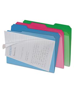 IDEFT07187 CLEAR VIEW INTERIOR FILE FOLDERS, 1/3-CUT TABS, LETTER SIZE, ASSORTED, 6/PACK