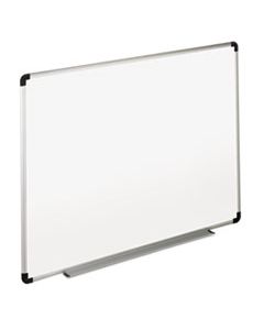 UNV43725 DRY ERASE BOARD, MELAMINE, 72 X 48, WHITE, BLACK/GRAY ALUMINUM/PLASTIC FRAME