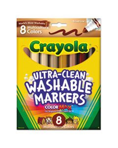 CYO587801 MULTICULTURAL COLORS WASHABLE MARKER, BROAD BULLET TIP, ASSORTED COLORS, 8/PACK