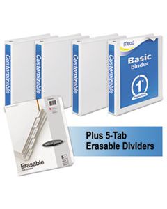 MEA66314WU ECONOMY ROUND-RING VIEW BINDER PLUS PACK, 3 RINGS, 1" CAPACITY, 11 X 8.5, WHITE, 4/CARTON