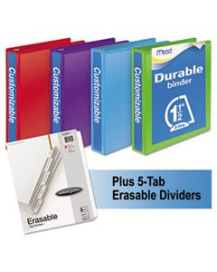 MEA66534AU DURABLE D-RING VIEW BINDER PLUS PACK, 3 RINGS, 1.5" CAPACITY, 11 X 8.5, ASSORTED, 4/CARTON