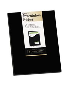 SOU98873 ONE-POCKET PRESENTATION FOLDERS, 8 1/2 X 11, BLACK, 8/PACK