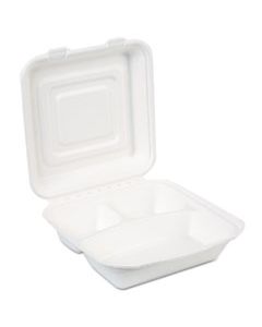 DXEES9CSCOMP ECOSMART MOLDED FIBER FOOD CONTAINERS, 3-COMP, 9 1/32 X 2 5/32, WHITE, 250/CT