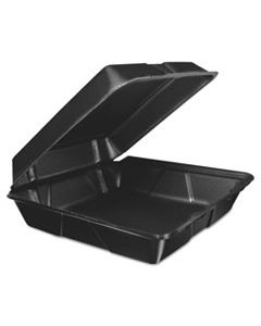 DCC95HTB1R FOAM HINGED LID CONTAINER, 9.3W X 3H X 3D, BLACK, 200/CARTON