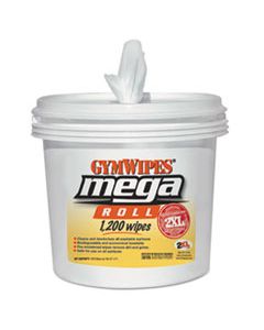 TXLL419 GYM WIPES MEGA ROLL, 8 X 8, WHITE, 1200 WIPES/BUCKET, 2 BUCKETS/CARTON