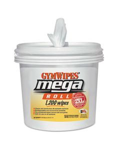 TXLL419 GYM WIPES MEGA ROLL, 8 X 8, WHITE, 1200 WIPES/BUCKET, 2 BUCKETS/CARTON