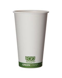 ECOEPBHC16GS GREENSTRIPE RENEWABLE AND COMPOSTABLE HOT CUPS, 16 OZ, 50/PACK, 20 PACKS/CARTON