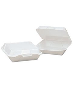 GNP25000 FOAM HINGED CONTAINER, 1-COMPARTMENT, JUMBO, 10-1/3X9-1/3X3, WHITE, 100/BG, 2/CT