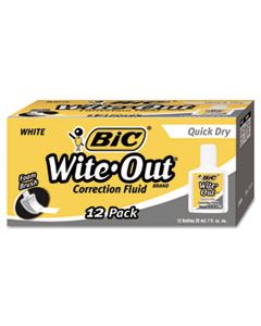 BICWOFQD12WE WITE-OUT QUICK DRY CORRECTION FLUID, 20 ML BOTTLE, WHITE, 1/DOZEN