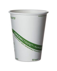 ECOEPBHC12GS GREENSTRIPE RENEWABLE AND COMPOSTABLE HOT CUPS, 12 OZ, 50/PACK, 20 PACKS/CARTON