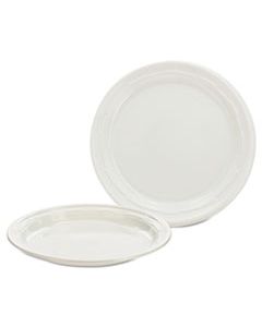 DCC7PWF PLASTIC PLATES, 7 INCHES, WHITE, ROUND, 125/PACK, 8 PACKS/CARTON