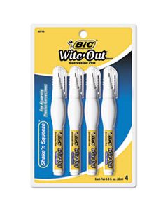 BICWOSQPP418 WITE-OUT SHAKE 'N SQUEEZE CORRECTION PEN, 8 ML, WHITE, 4/PACK