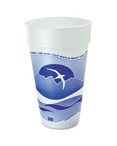 DCC20J16H HORIZON HOT/COLD FOAM DRINKING CUPS, 20 OZ, PRINTED, BLUEBERRY/WHITE, 25/BAG, 20 BAGS/CARTON