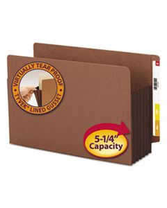 SMD74691 REDROPE DROP-FRONT END TAB FILE POCKETS W/ FULLY LINED COLORED GUSSETS, 5.25" EXPANSION, LEGAL, REDROPE/DARK BROWN, 10/BOX