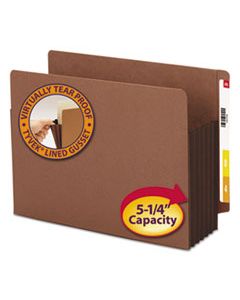 SMD73691 REDROPE DROP-FRONT END TAB FILE POCKETS W/ FULLY LINED COLORED GUSSETS, 5.25" EXP, LETTER SIZE, REDROPE/DARK BROWN, 10/BOX
