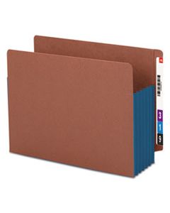 SMD73689 REDROPE DROP-FRONT END TAB FILE POCKETS W/ FULLY LINED COLORED GUSSETS, 5.25" EXPANSION, LETTER SIZE, REDROPE/BLUE, 10/BOX