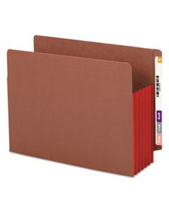 SMD73696 REDROPE DROP-FRONT END TAB FILE POCKETS W/ FULLY LINED COLORED GUSSETS, 5.25" EXPANSION, LETTER SIZE, REDROPE/RED, 10/BOX