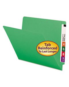 SMD25110 REINFORCED END TAB COLORED FOLDERS, STRAIGHT TAB, LETTER SIZE, GREEN, 100/BOX