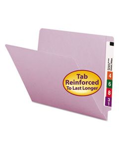 SMD25410 REINFORCED END TAB COLORED FOLDERS, STRAIGHT TAB, LETTER SIZE, LAVENDER, 100/BOX