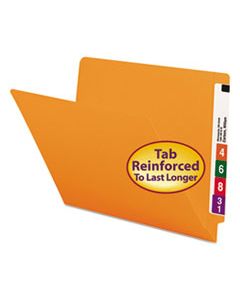 SMD25510 REINFORCED END TAB COLORED FOLDERS, STRAIGHT TAB, LETTER SIZE, ORANGE, 100/BOX