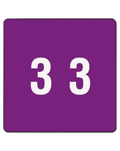 SMD67423 NUMERICAL END TAB FILE FOLDER LABELS, 3, 1.5 X 1.5, PURPLE, 250/ROLL