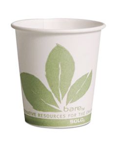 SCC44BB BARE ECO-FORWARD PAPER TREATED WATER CUPS, COLD, 3 OZ, WHITE/GREEN, 100/SLEEVE, 50 SLEEVES/CARTON