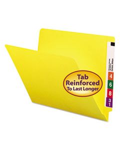 SMD25910 REINFORCED END TAB COLORED FOLDERS, STRAIGHT TAB, LETTER SIZE, YELLOW, 100/BOX