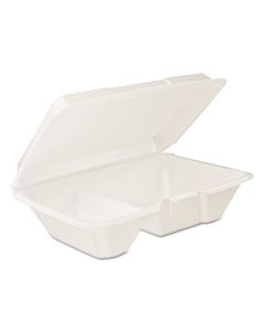 DCC205HT2 HINGED LID CARRYOUT CONTAINER, WHITE, 9 1/3 X 2 9/10 X 6 2/5, 100/BG, 2 BG/CT