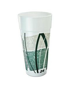 DCC24J16E IMPULSE HOT/COLD FOAM DRINKING CUP, 24 OZ, FLUSH FILL, WHITE/GREEN/GRAY, 20/BAG, 20/CARTON