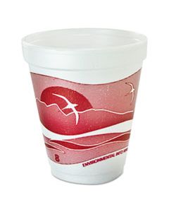 DCC8J8H HORIZON FLUSH FILL FOAM CUP, HOT/COLD, 8 OZ, DARK RED, 25/BAG, 40 BAGS/CARTON