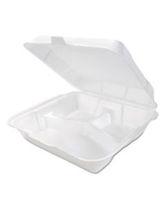 GNPSN320 SNAP-IT HINGED CARRYOUT CONTAINER, FOAM, 3-COMPARTMENT, MEDIUM, WHITE, 200/CT