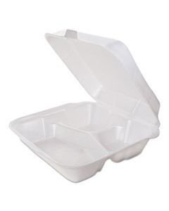 GNPSN341 SNAP-IT FOAM HINGED CARRYOUT CONTAINER, 3-COMP, SMALL, WHITE, 100/BG, 2 BG/CT