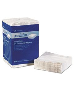 GPC36202 ACCLAIM 1/4 FOLD PAPER DINNER NAPKINS, WHITE, 1-PLY, 16"X16", 500/PK, 8 PK/CT