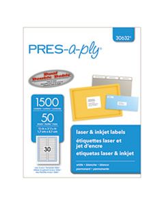 AVE30632 LABELS, 0.66 X 3.44, WHITE, 30/SHEET, 50 SHEETS/BOX
