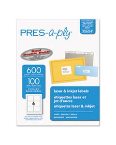 AVE30604 LABELS, LASER PRINTERS, 3.33 X 4, WHITE, 6/SHEET, 100 SHEETS/BOX