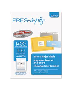 AVE30602 LABELS, LASER PRINTERS, 1.33 X 4, WHITE, 14/SHEET, 100 SHEETS/BOX