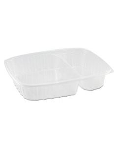 DCCC55UT3 STAYLOCK CLEAR HINGED CONTAINER, PLASTIC, 9X3X8 3/5, 3-COMP CLEAR 100/PK 2 PK/CT