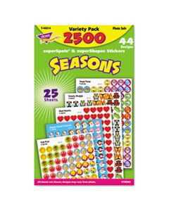 TEPT46914 SUPERSPOTS AND SUPERSHAPES STICKER VARIETY PACKS, SEASONS, 2,500/PACK