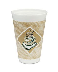 DCC16X16G CAFE G FOAM HOT/COLD CUPS, 16OZ, WHITE W/BROWN & GREEN, 1000/CARTON