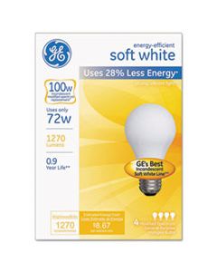 GEL66249 HALOGEN BULB, GLOBE, 72 WATTS, SOFT WHITE, 4/PACK